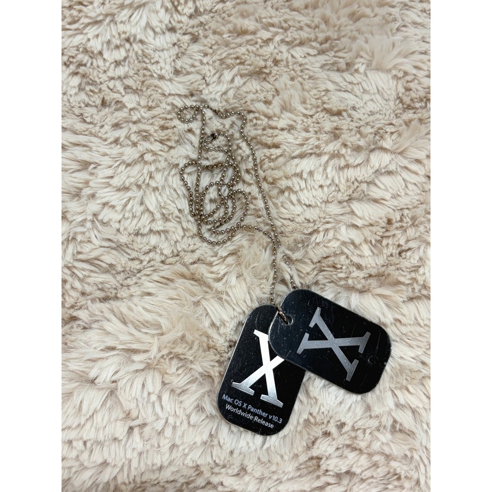 Vintage 2003 Apple Mac OS X Panther Dog Tags Y2K Cybergrunge Retro Tech Necklace
